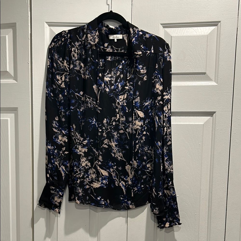 Parker Black Floral Top, Size Medium